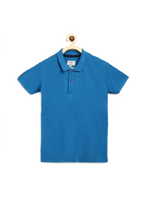 Pepe Jeans Kids Solid Blue Polo T-Shirt