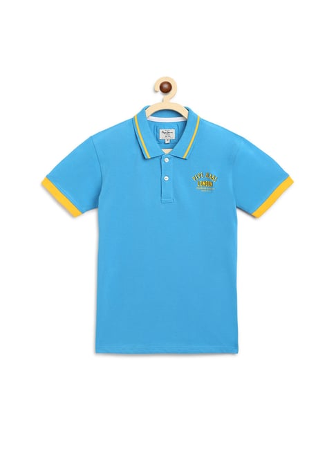 Pepe Jeans Kids Solid Blue Polo T-Shirt