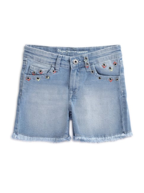 Pepe Jeans Kids Washed Blue Shorts