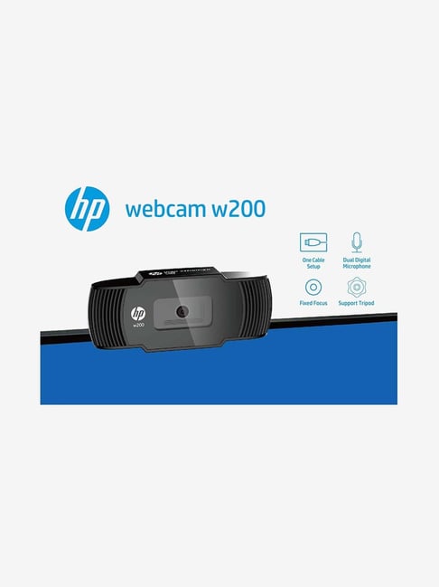 Buy HP w200 HD 720p/30 FPS Webcam with Built-in Mic (Black) Online