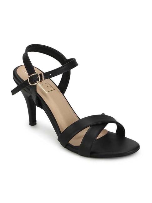 Truffle Collection Women's Black Ankle Strap Stilettos