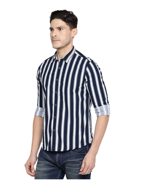Buy Pepe Jeans Navy & White Striped Shirt for Men Online @ Tata CLiQ