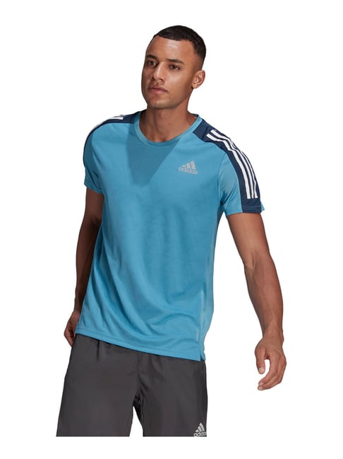 Buy Adidas Blue Regular Fit Printed Sports T-Shirts for Mens Online @ Tata  CLiQ