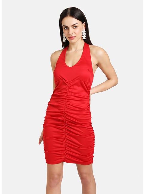 Kazo Red Halter Neck Bodycon Dress Price in India