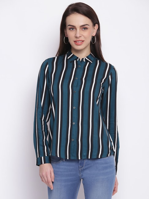 Pepe Jeans Blue Striped Shirt Price in India
