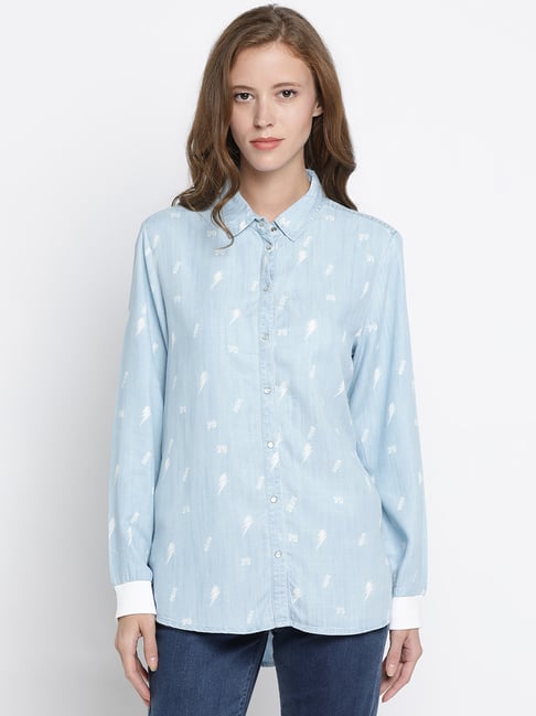 Pepe Jeans Blue Printed Shirt Price in India
