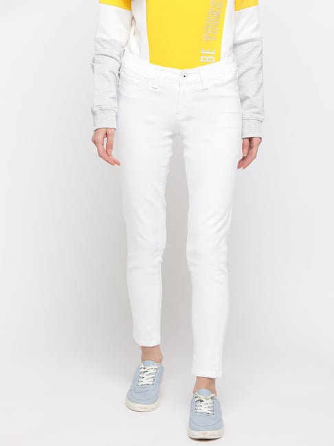 Pepe Jeans White Skinny Fit Lightly Washed Jeans