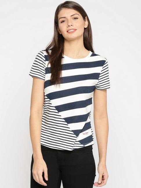 Pepe Jeans White Round Neck Printed T-Shirt