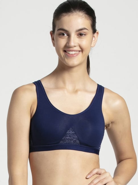 Buy Jockey Imperial Blue Non Wired Non Padded Sports Bra - 1376