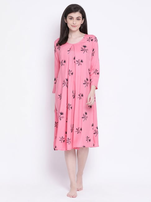 Buy Clovia Pink Nighty with Robe Online at Low Prices in India