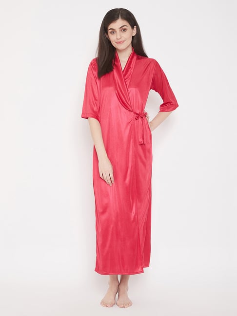 Clovia Pink Nighty With Robe