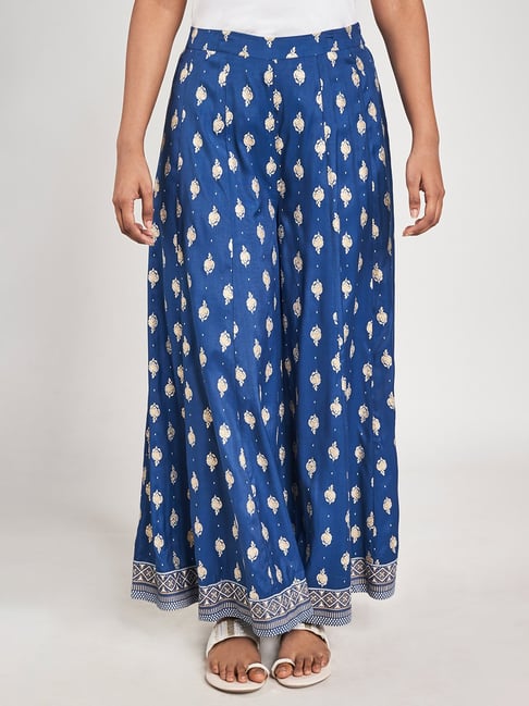 Buy Black macy Cotton Womens Regular Fit Jaipuri Printed Palazzo Pant  Free Size blue 1 at Amazonin