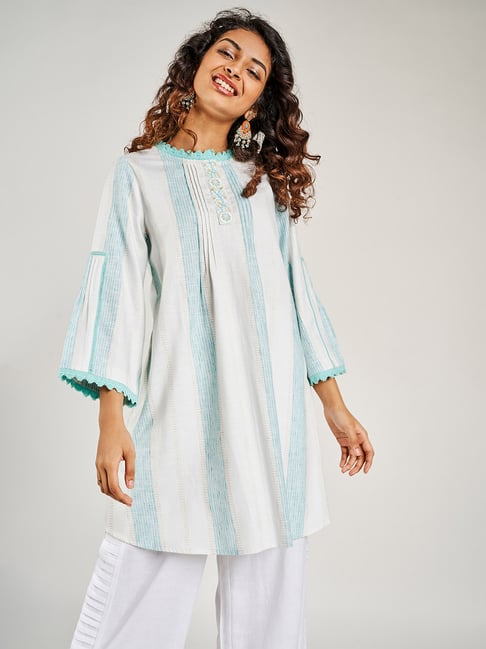 Global Desi Aqua Striped Tunic