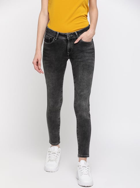 Pepe Jeans Grey Skinny Fit Heavily Washed Jeans