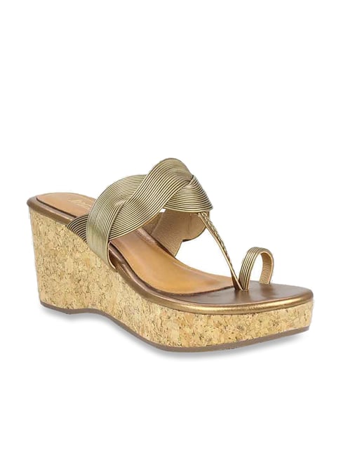 Inc.5 Women's Antique Gold Toe Ring Wedges Price in India