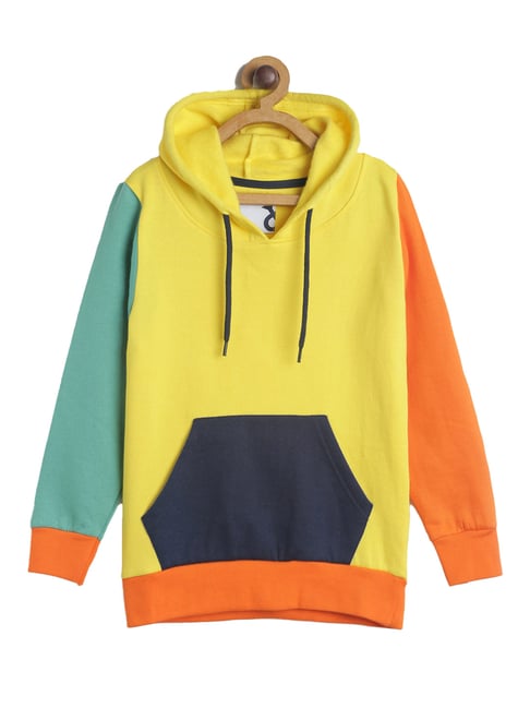 Buy Tales & Stories Kids Color Block Yellow Hoodie for Boys Clothing Online  @ Tata CLiQ