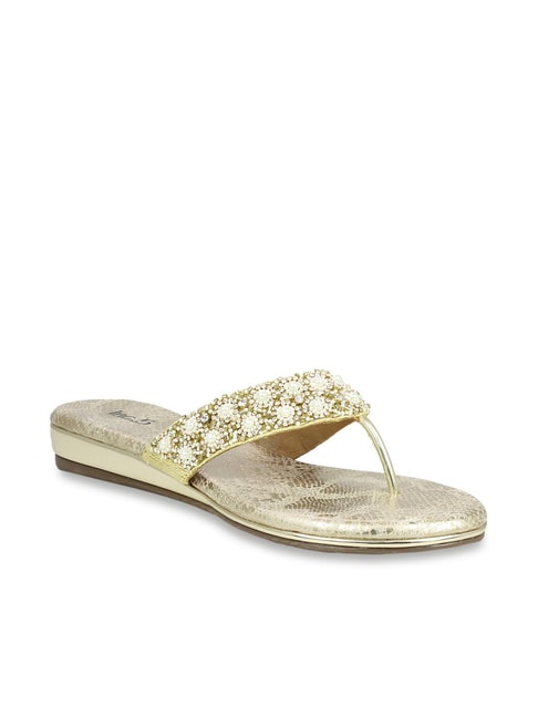 Inc.5 Women's Golden Thong Wedges Price in India