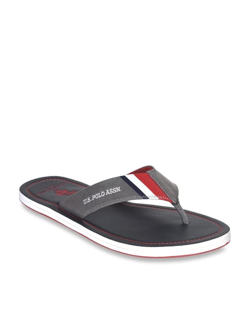 U S Polo Assn U.S. Polo Assn. Men's Grey Thong Sandals