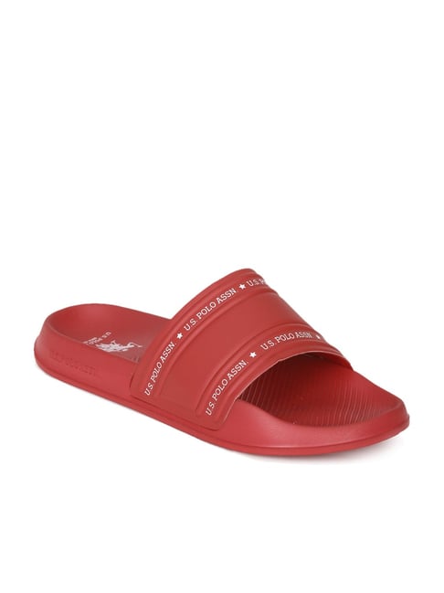 U S Polo Assn U.S. Polo Assn. Men's Wode Red Casual Slides