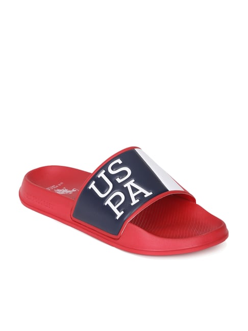 Red polo slides online mens