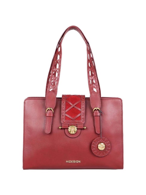 Hidesign Jadis Mel Ranch Red Solid Large Tote Handbag Price in India