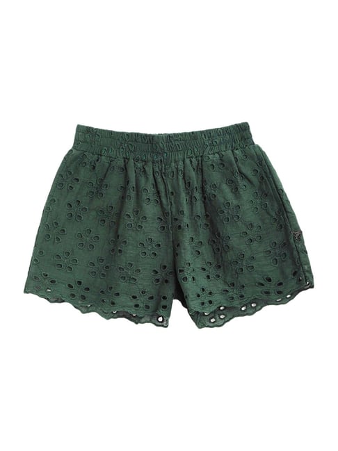 Cherry Crumble by Nitt Hyman Kids Green Embroidered Shorts