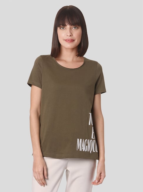 Vero Moda Green Printed T-Shirt