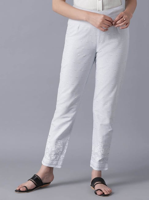 W Light Blue Printed Pants