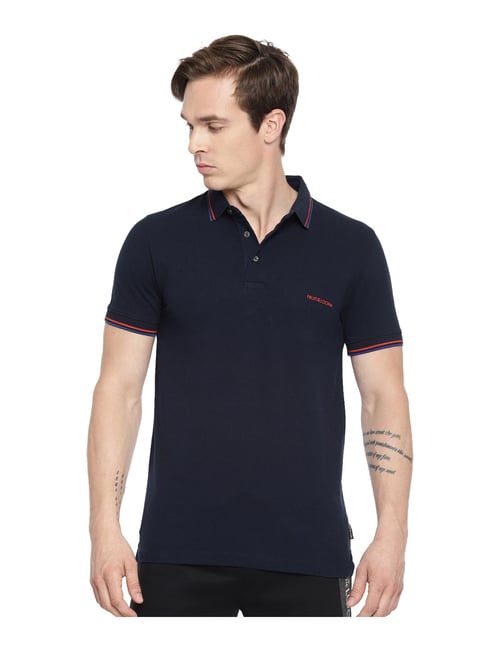 Buy Fruit of the loom Blue Regular Fit Polo T-Shirt for Men Online