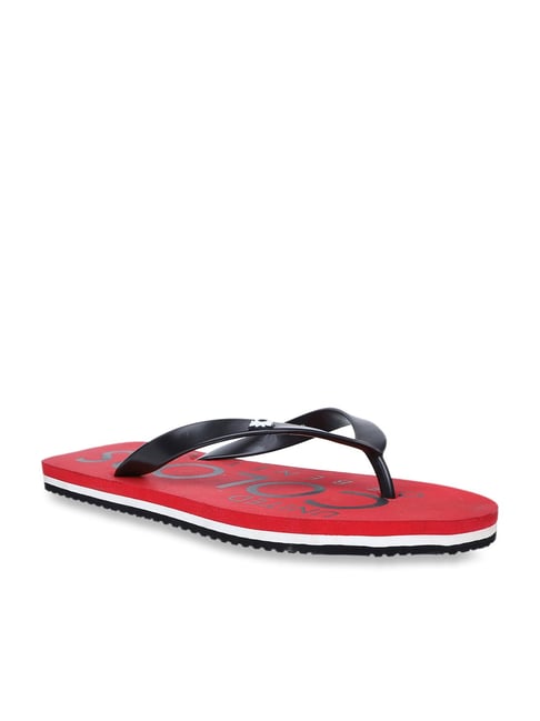 United Colors of Benetton Men's Jet Black & Red Flip Flops