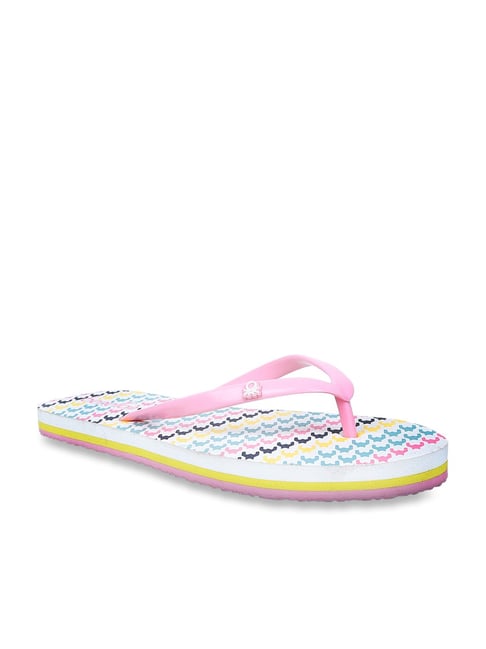 United Colors of Benetton Women's Pink & White Flip Flops