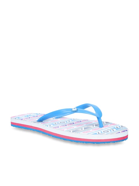 United Colors of Benetton Women's Blue & White Flip Flops