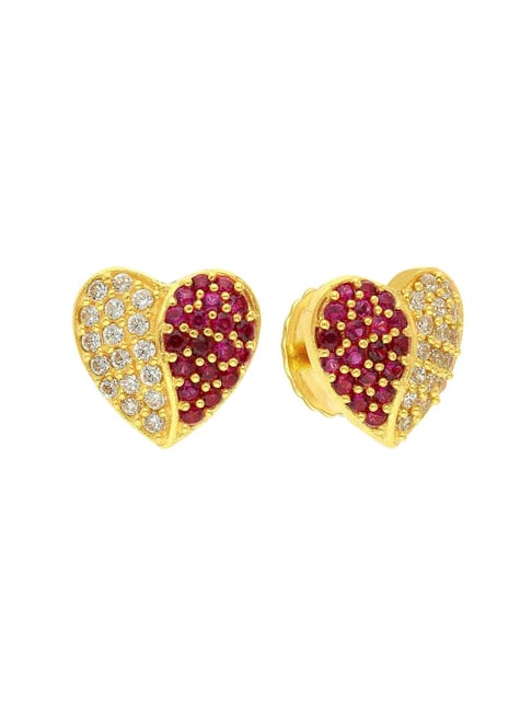 9k yellow gold snowflake stud earring with white cz - Moores Jewellers