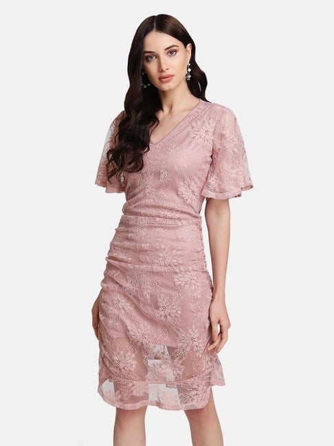 Kazo Pink Bodycon Knee-Length Dress Price in India