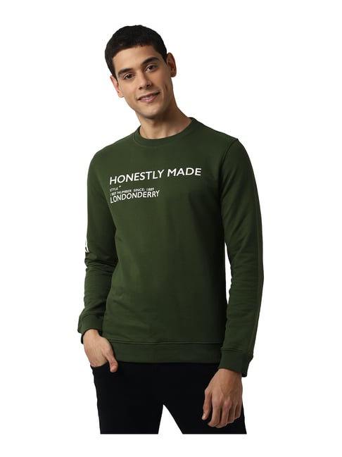 meget sagtmodighed trompet Buy Peter England Green Round Neck Sweatshirt Online at Best Prices | Tata  CLiQ