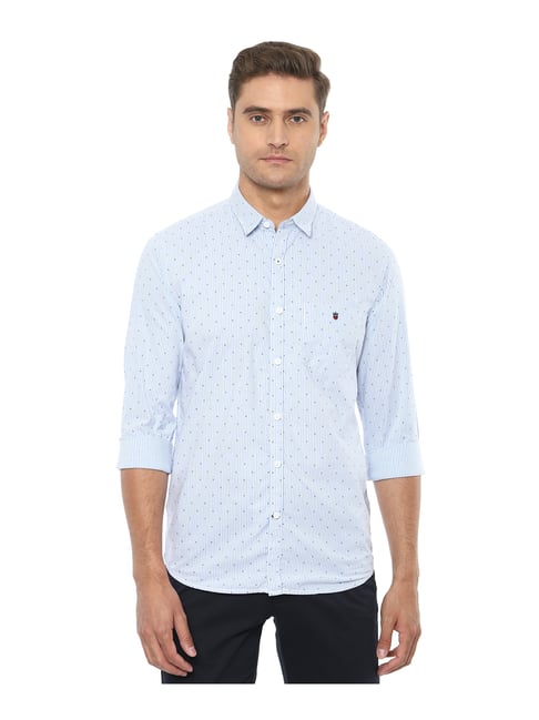 Blue Slim Fit Striped Cotton Shirt 