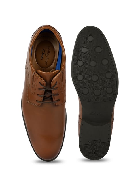Buy Clarks Men's Whiddon Plain Tan Derby Shoes for Men at Best - Main Image