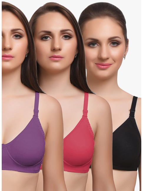 Buy Lady Lyka Multicolor Non Wired Padded T-Shirt Bra (Pack Of 3) for Women  Online @ Tata CLiQ