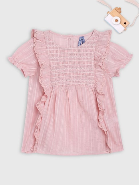 Blue Giraffe Kids Pink Cotton Striped Top