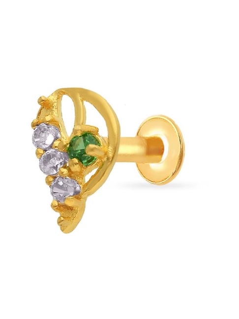 2.2mm real diamond solitaire 18k gold nose stud screw ring monroe labret  piercin – Karizma Jewels
