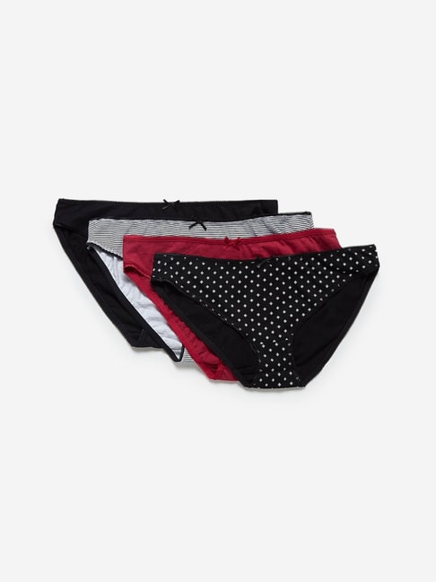 Buy Wunderlove Solid Red Swimwear Brief With Belt from Westside