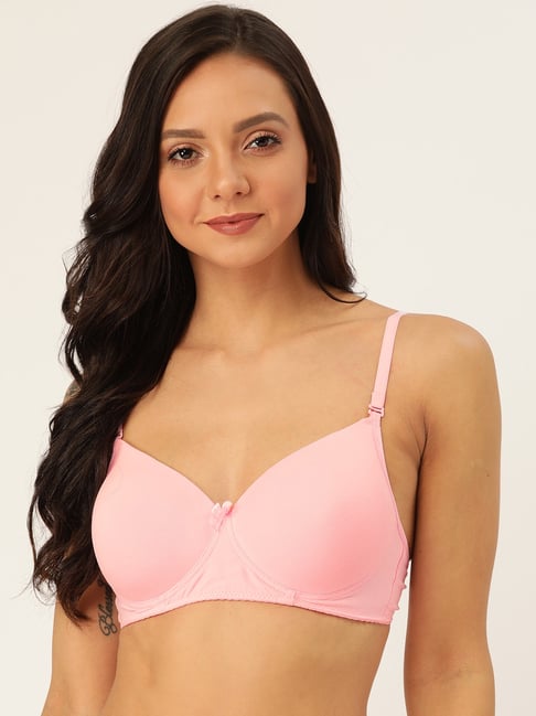 Buy Lady Lyka Pink Solid Non Wired Lightly Padded T Shirt Bra