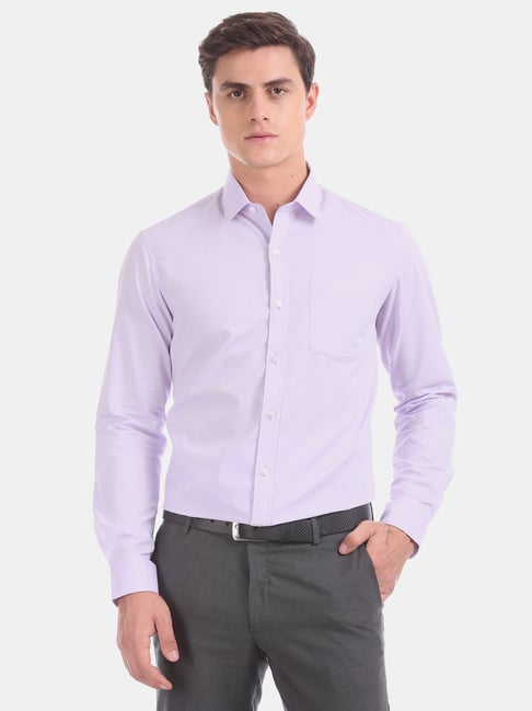 Excalibur Purple Cotton Slim Fit Shirt