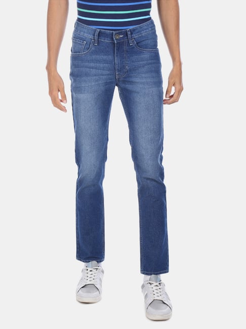 Cherokee Blue Cotton Regular Fit Washed Jeans