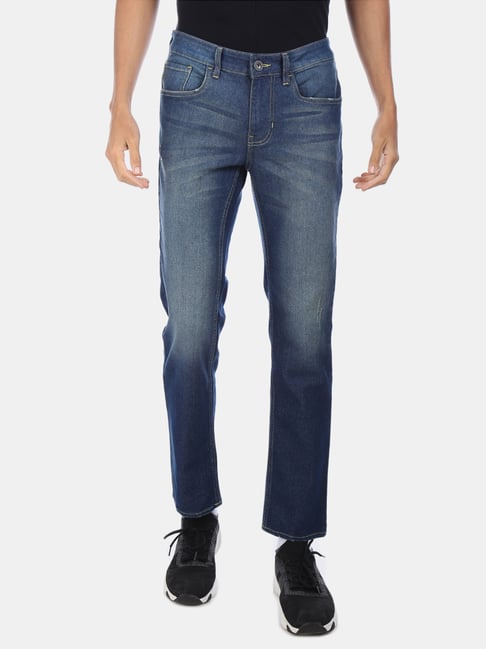 Cherokee Blue Cotton Regular Fit Distressed Jeans