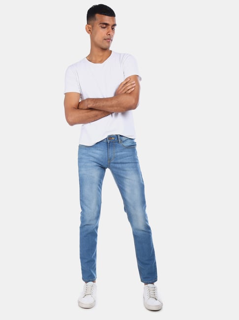 Buy Colt Sky Blue Cotton Regular Fit Washed Jeans for Mens Online ...