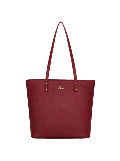 Lavie Red Solid Medium Tote Handbag Price in India