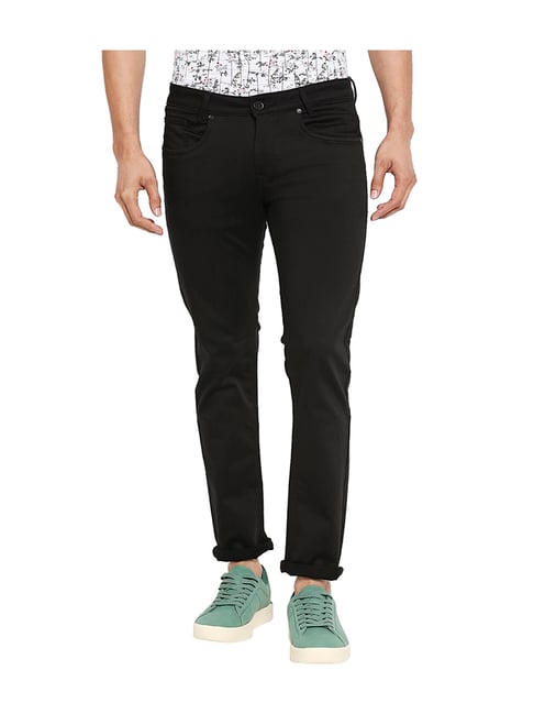 Mufti Black Solid Slim Fit Jeans