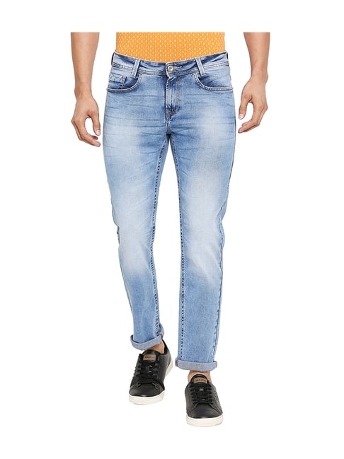 Mufti Blue Slim Fit Solid Jeans