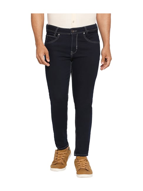 Mufti Ink Blue Solid Slim Fit Jeans